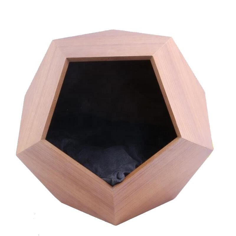 SGS Polygon Pentagon Wood Pet Furniture Natural Wooden Cat Kennel