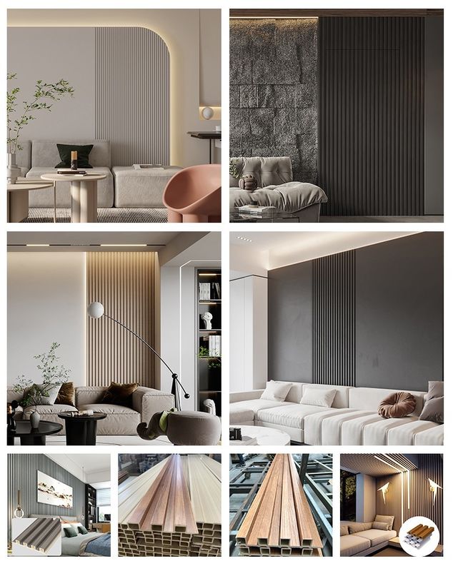 La decoración casera 160*24m m 3d estrió el revestimiento Morden de los paneles de pared de Wpc