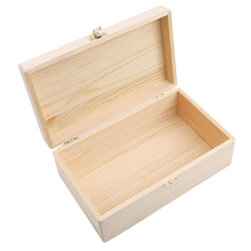 Festival Keepsake Vintage Hinged Lidded Wooden Box Unfinished Multifunctional