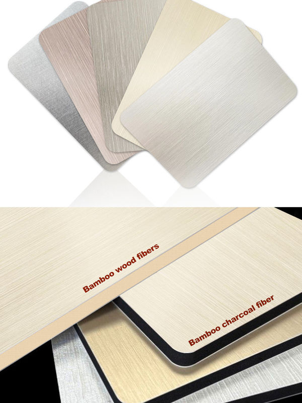 Panel de pared de madera de carbón de bambú, revestimiento metálico, placa decorativa de bambú, placa de metal PET