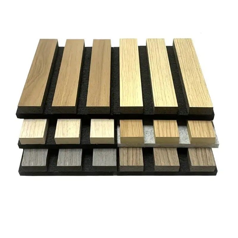 Modern Interior Soundproof Composite Wood Slats Wall Acoustic Absorbing Panels for Sound Absorption in Apartments Office