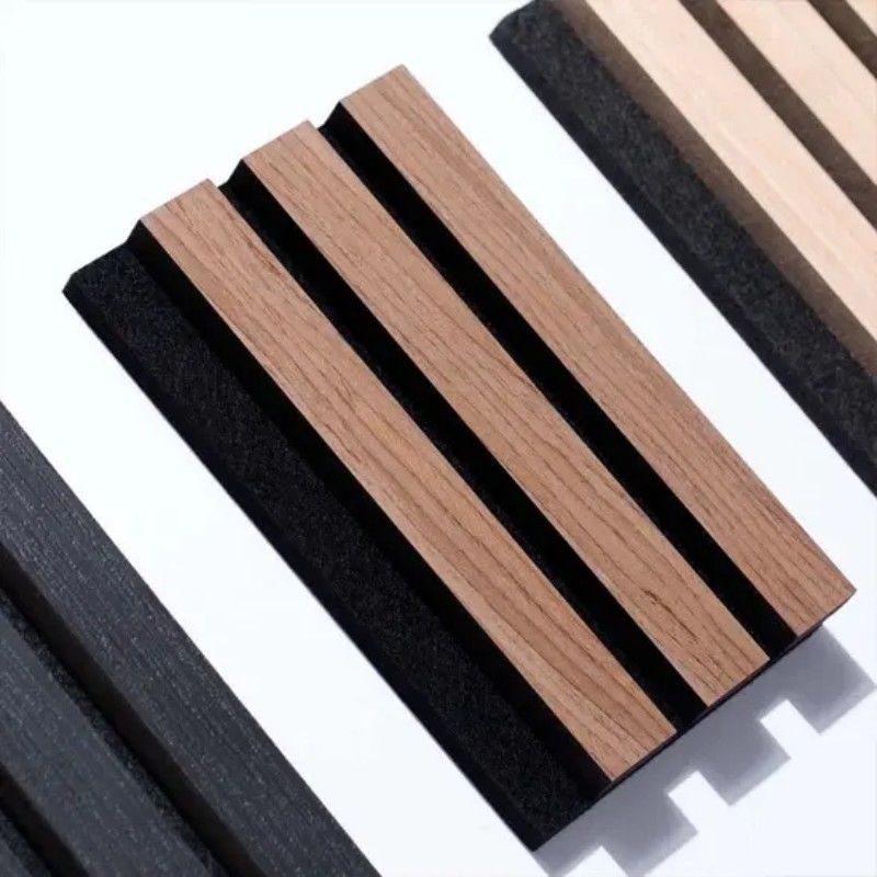 Modern Interior Soundproof Composite Wood Slats Wall Acoustic Absorbing Panels for Sound Absorption in Apartments Office