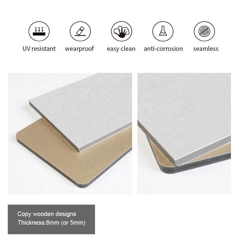 Hojas Otros paneles decorativos revestimiento interior compuesto de grano de metal de bambú de fibra de carbón tablero de pared para oficina