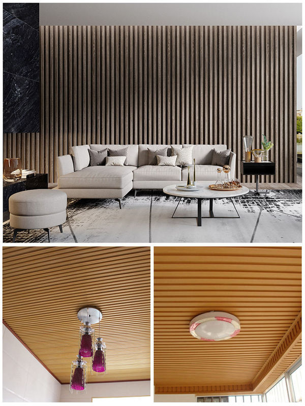 Interior Plastic Wooden Composite Covering Board Wainscoting Vinyl Timber Decorative 3D Fluted Cladding Pvc Wpc Wall Panel 168.5*20mm