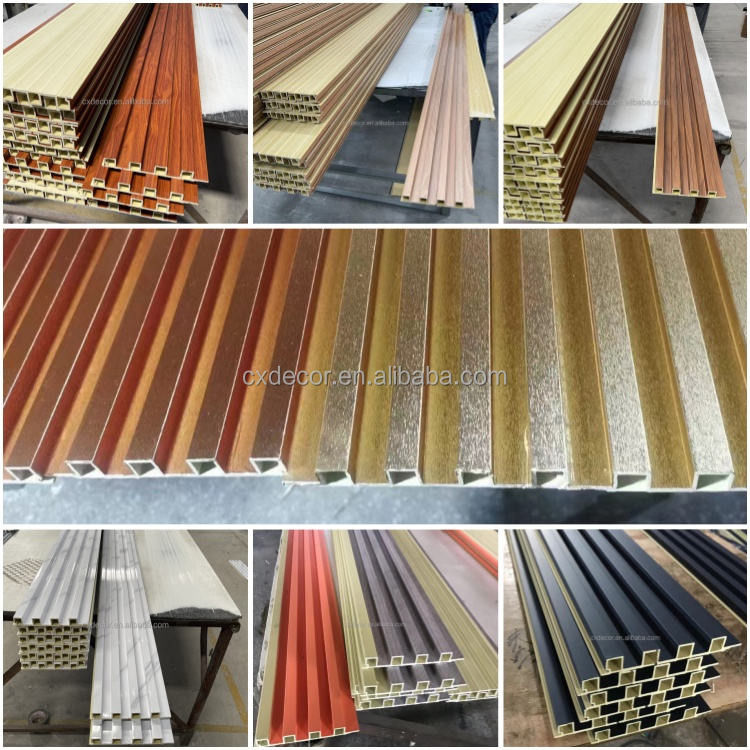 Interior Plastic Wooden Composite Covering Board Wainscoting Vinyl Timber Decorative 3D Fluted Cladding Pvc Wpc Wall Panel 168.5*20mm