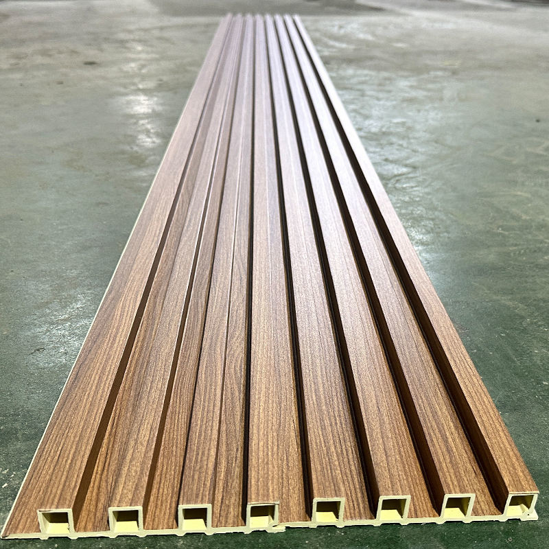 Chinese Factory WPC Fluted Wall Panel PVC Board Slatted WPC Panel for Interior Decoration Wpc Wall Panel