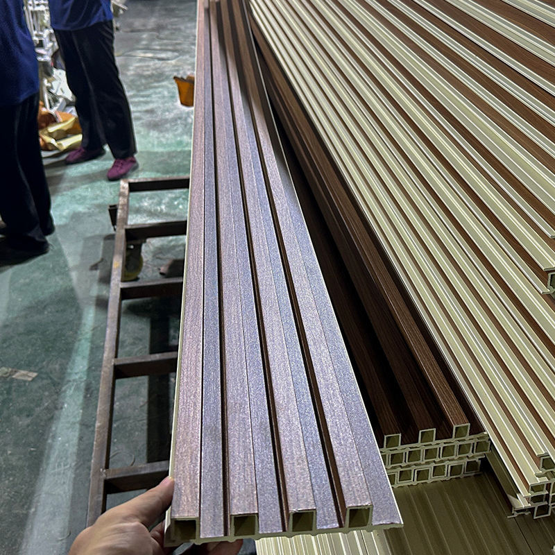 Chinese Factory WPC Fluted Wall Panel PVC Board Slatted WPC Panel for Interior Decoration Wpc Wall Panel