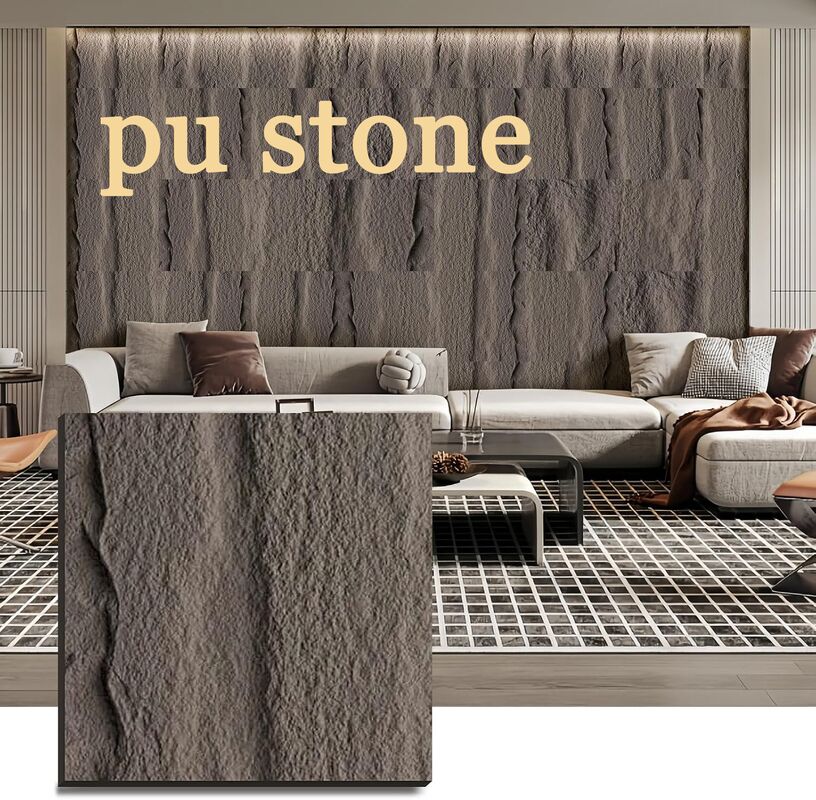 Factory Pu Stone Wall Panel Pu Faux Stone Panels Mushroom Look 1200x600mm Indoor Interior Decorative Panel Mushroom Deco Wall