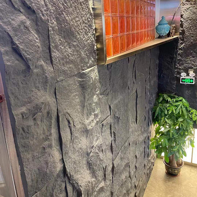 3D Faux Stone Wall Panels PU Wainscoting Panel for Interior Wall Decor PU Stone Cement Texture Thicker Accent for Wall Decor