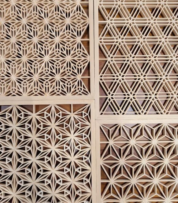 Traditional Aesthetics Woodworking Technique of Joining Wood Pieces Together Kumiko Using Mortise Handmade Gifts