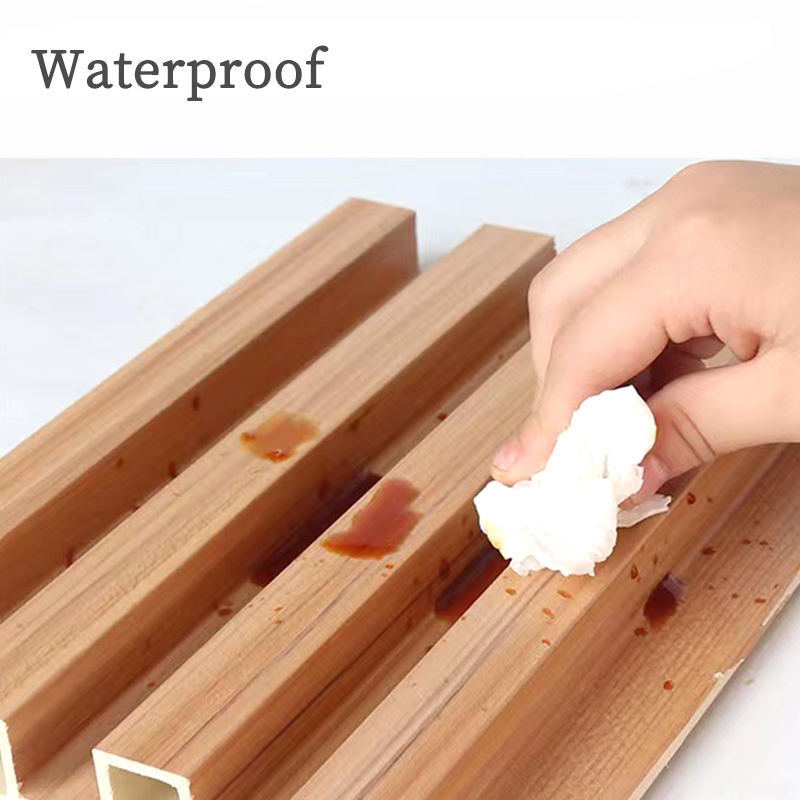 PVC WPC Wall Panel Wooden Grain Fluted Panel 3D Panel for Decoration