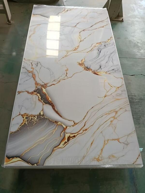 Factory Direct Supply Gold Color Wholesale UV Coating Board Flexible PVC Marble Sheet Wall Decorative Panel