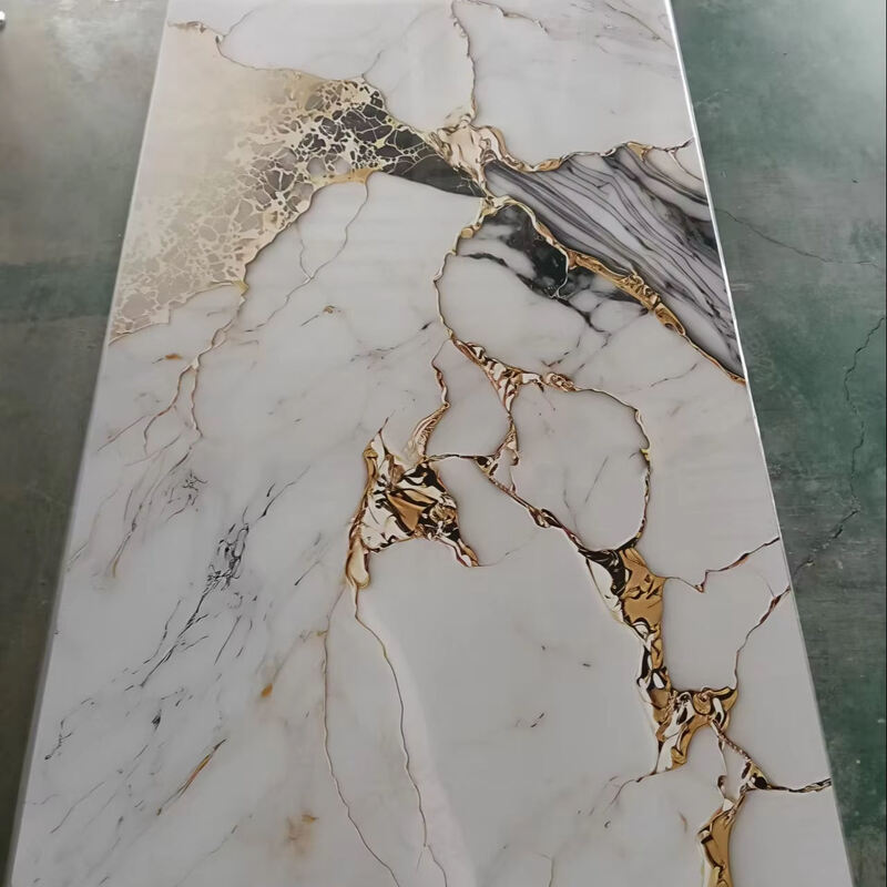 Factory Direct Supply Gold Color Wholesale UV Coating Board Flexible PVC Marble Sheet Wall Decorative Panel