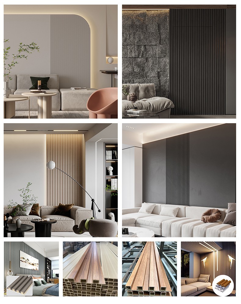 Home Decoration 160*24mm 3d Fluted Wpc Wall Panels Cladding Morden