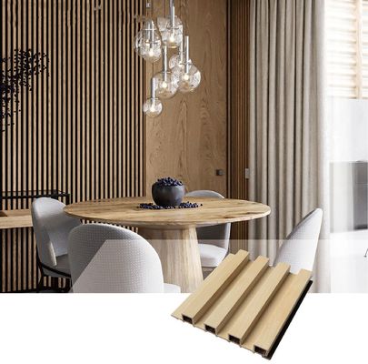Crack Resistance Grille Cladding Panel Dinding Bergalur Wpc Butir Kayu 177 * 21.5mm