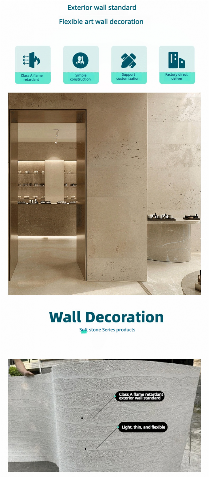 Fireproof Mcm Cladding Flexible Stone Wall Panel - Waterproof, Fireproof MCM Cladding